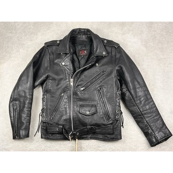 Biker Jacket I-K Leather Womens Size 36 Black W/ Zip Out Liner Motorcycles Rider - Picture 1 of 9